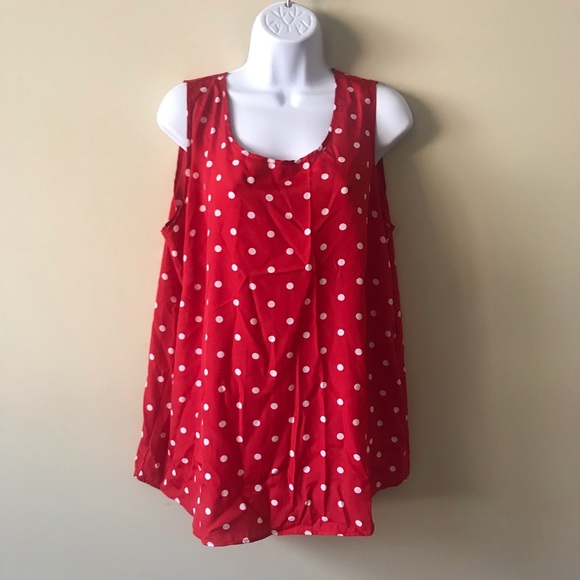 red and white polka dot top plus size